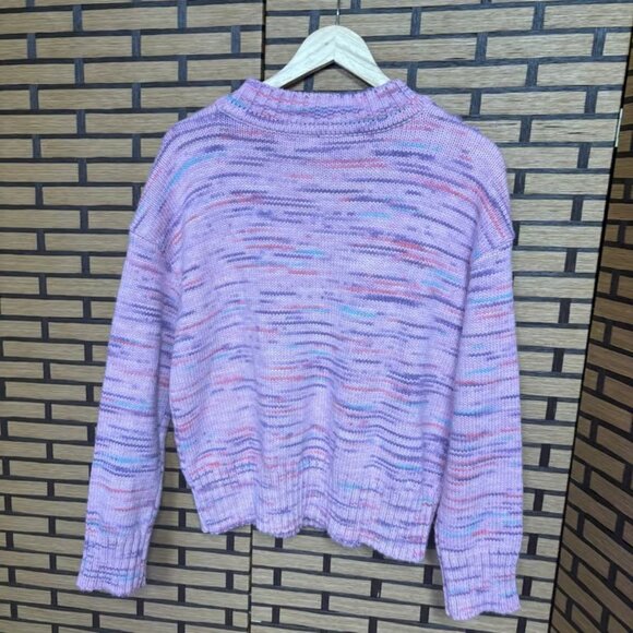 Talbots Purple Marled Knit Pom Pom Sweater Size Medium - Picture 2 of 7